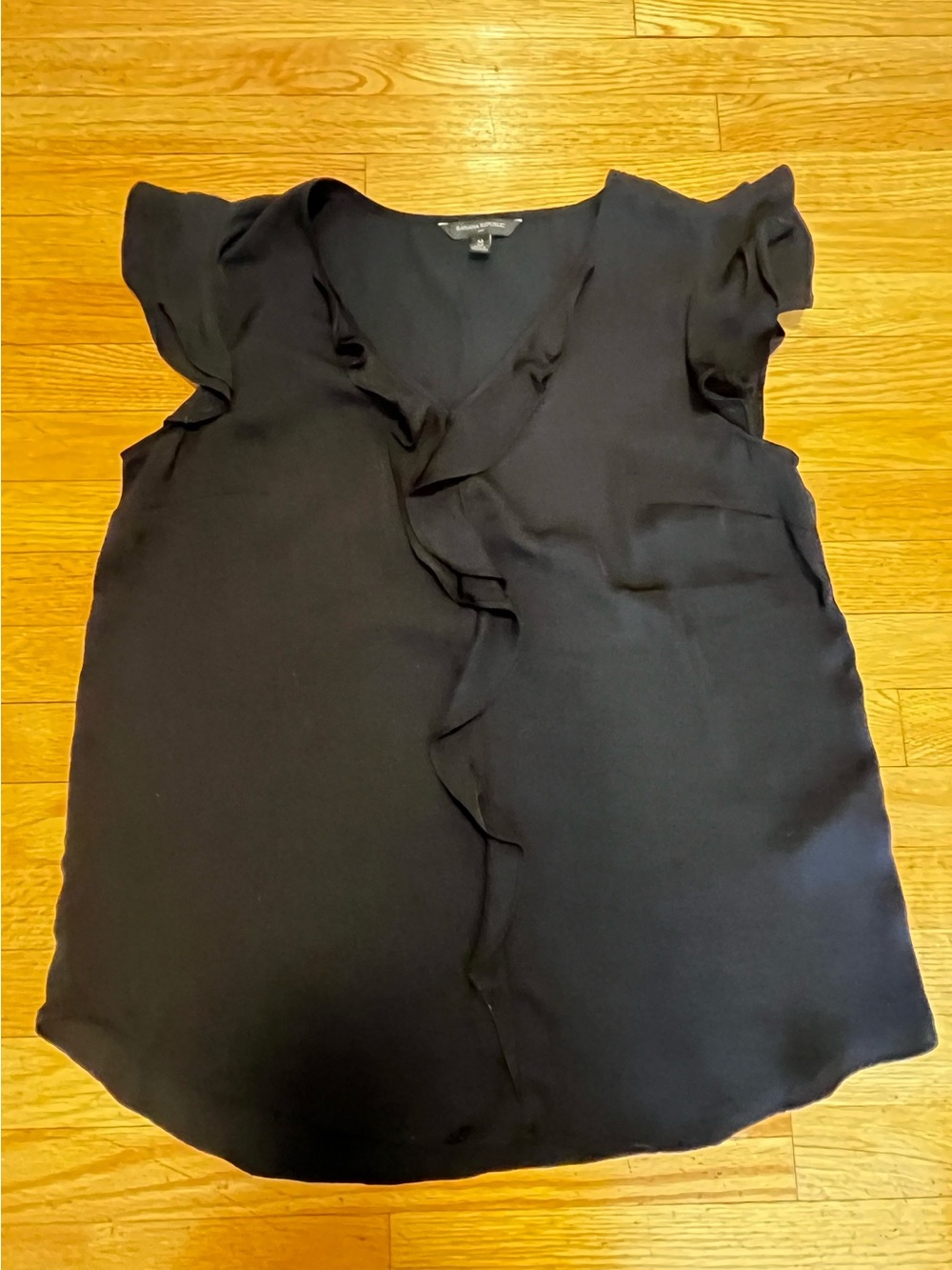 Banana Republic, size M women’s black V-neck ruffle top